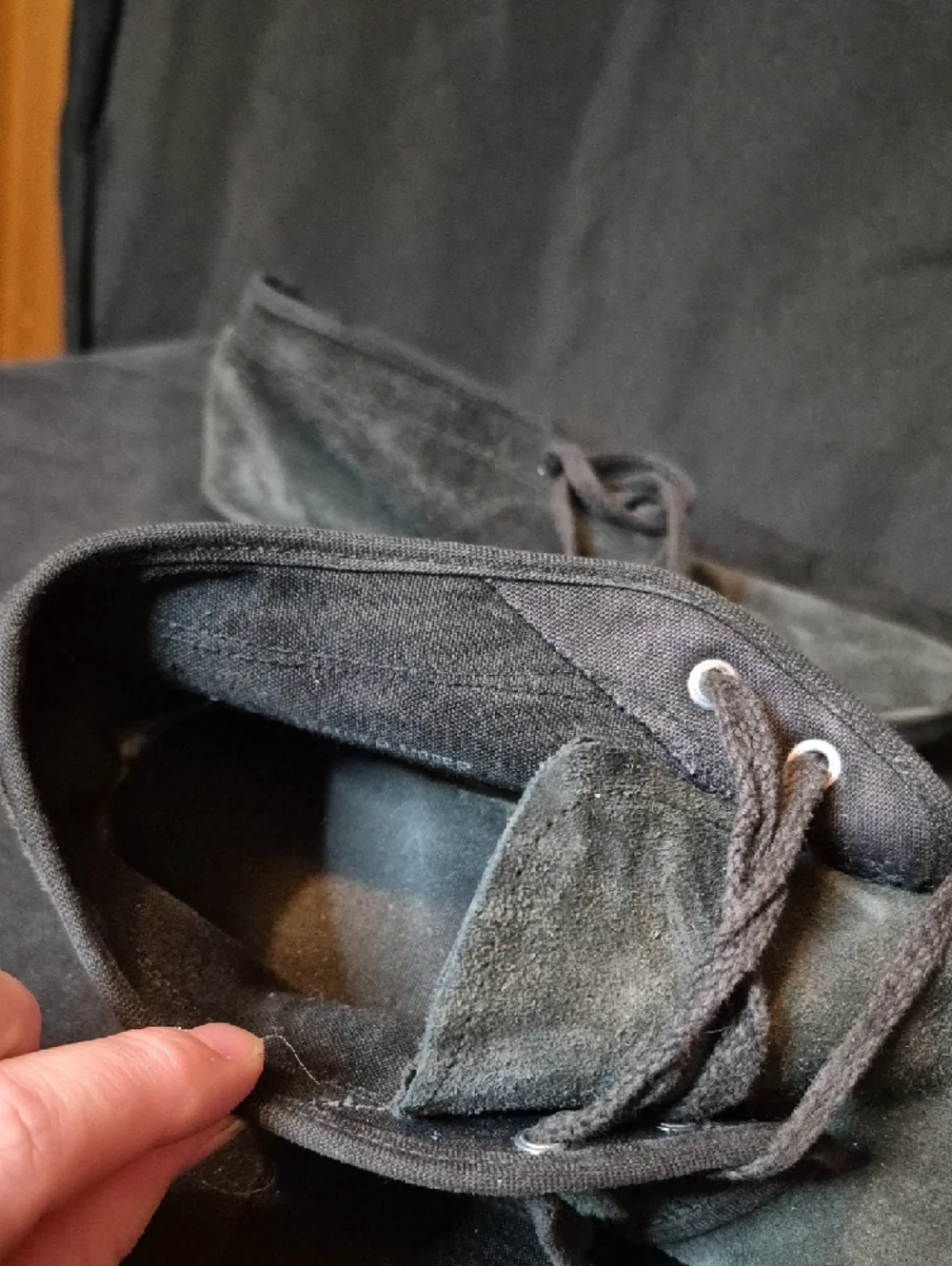 Black Suede Lace-Up Casual Shoes - Picture 7 of 7